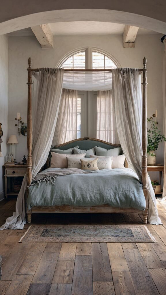BESTOUCH cornflower blue washed cotton duvet cover with a soft linen-like texture for a coastal bedroom aesthetic.