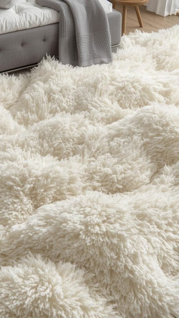 Macro close-up of SAFAVIEH Hudson Shag rug showing the dense 2-inch polypropylene fibers and durable power-loomed construction.