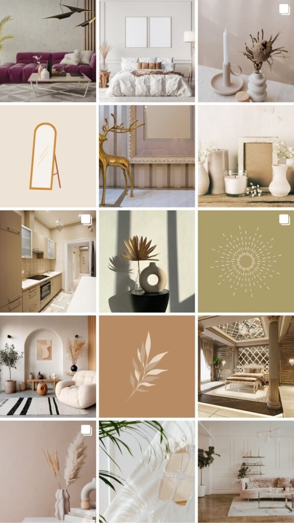 A collage of home decor themed beige