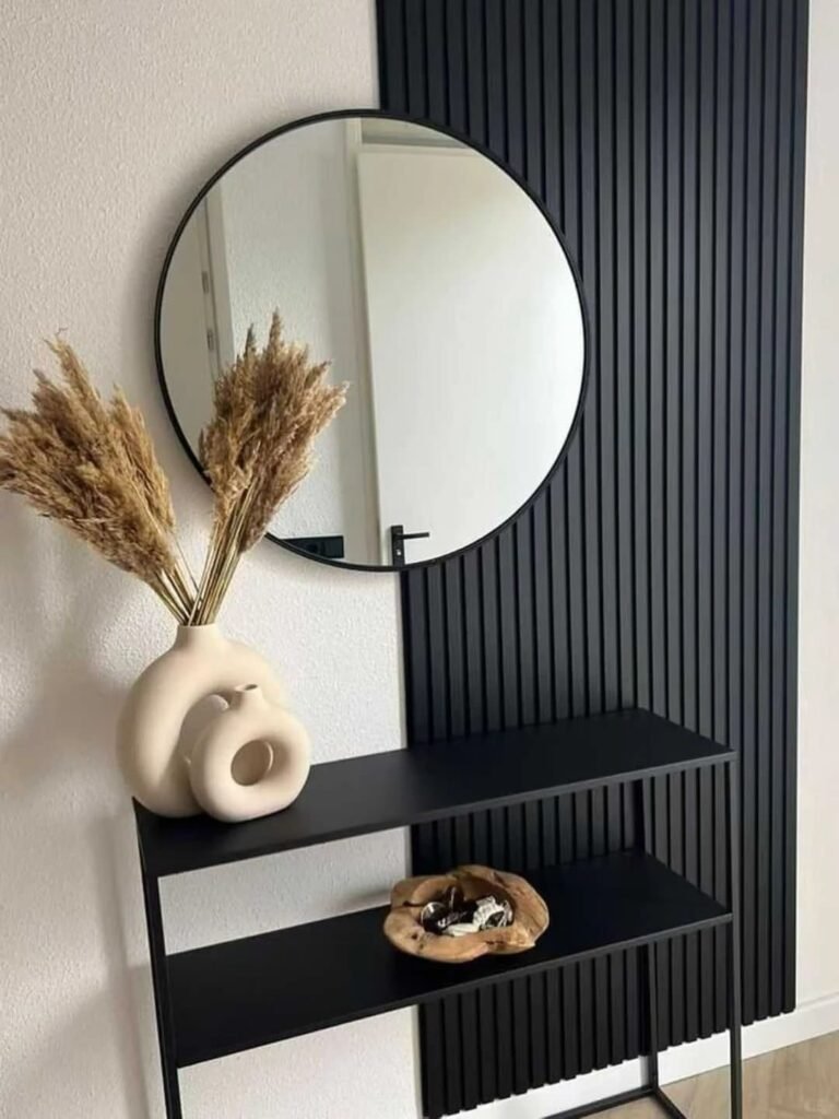 Stylish acoustic wall panels designed as modern artwork in a contemporary home office.