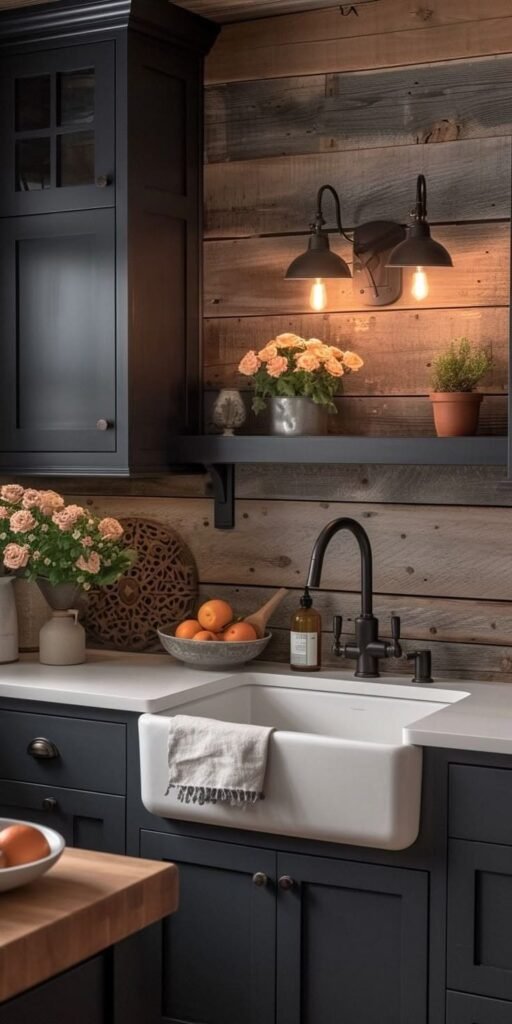 Butcher block slab backsplash continuing the countertop material, a warm wood kitchen backsplash idea