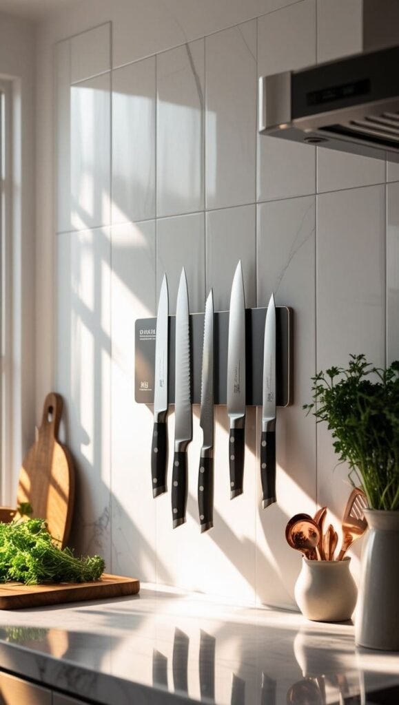 Cork and magnetic panel backsplash functioning as a command center