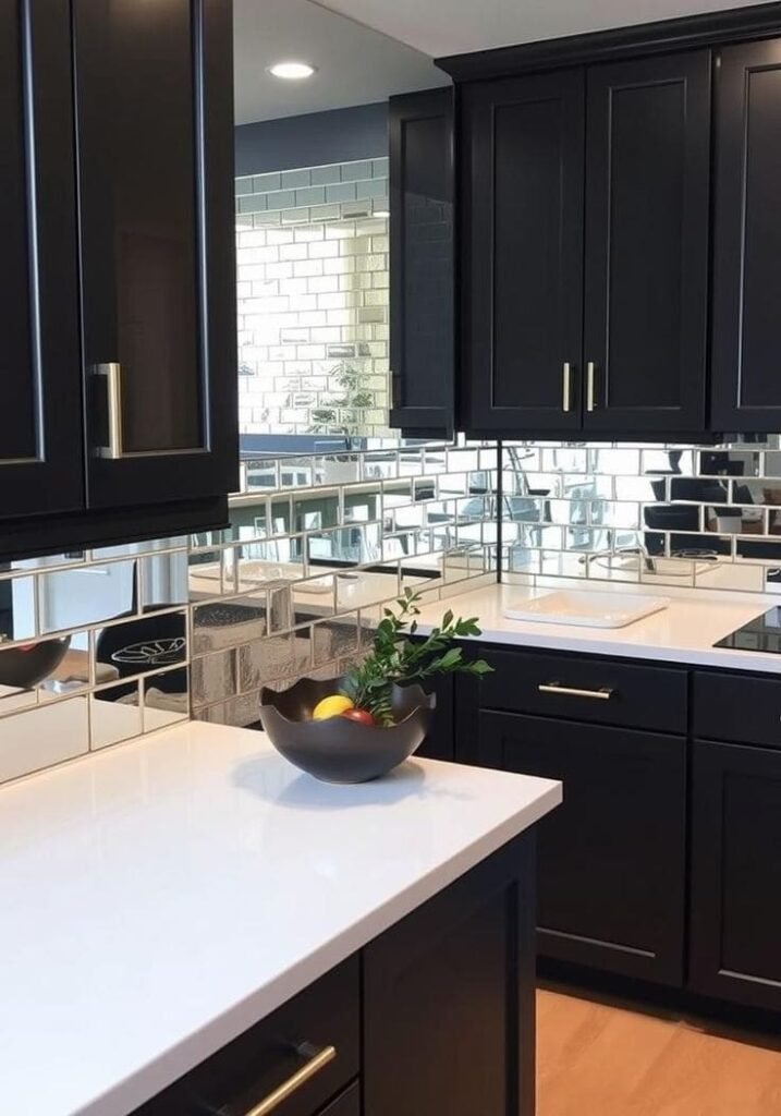 Stainless steel panel backsplash reflecting light in a professional-grade decor
